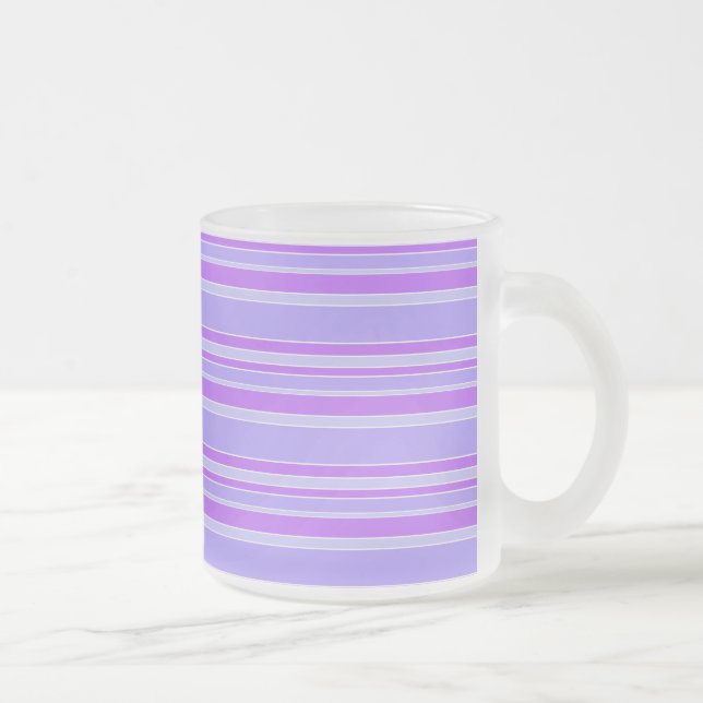 Violet stripes frosted glass coffee mug (Right)