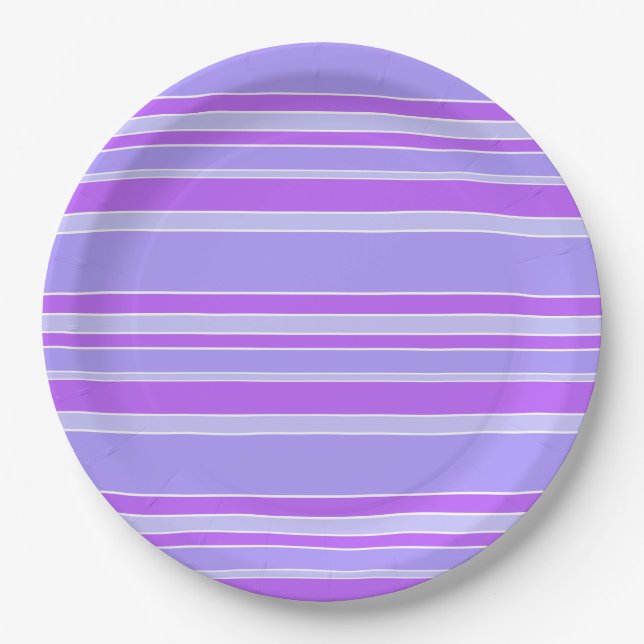 Violet stripes paper plates (Front)