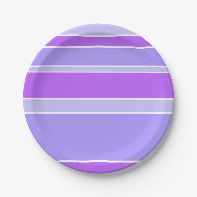 Violet stripes paper plates (Front)