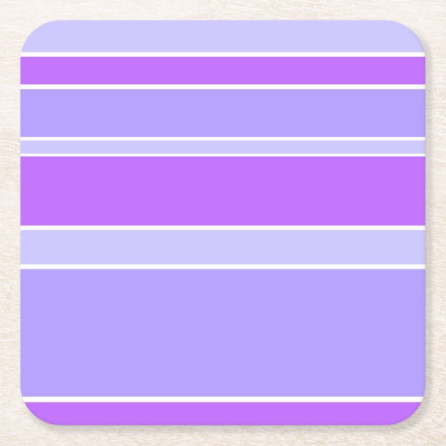 Violet stripes square paper coaster (Front)