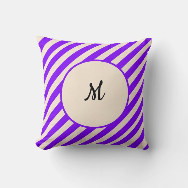 Violet Stripes Throw Pillow (Front)