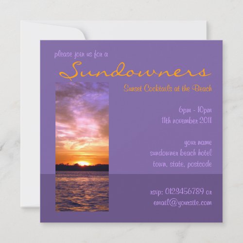 Violet Sunset Beach Party Invitation