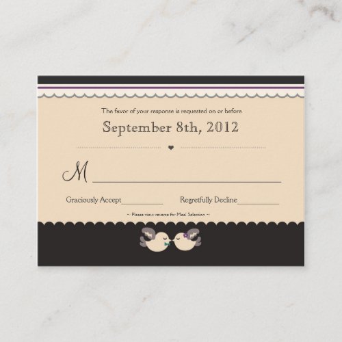 Violet &amp; Teal Love Birds RSVP Cards Business Card Templates