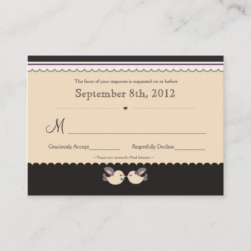 Customizable Violet &amp; Teal Love Birds RSVP Cards Business Card Templates