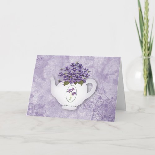 Violet Teapot Birthday Card