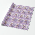 Violet Teddy Bear Clouds Chair Baby Shower Wrapping Paper