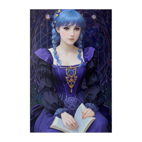 Violet the Cute Dark Academia Girl Fantasy Art