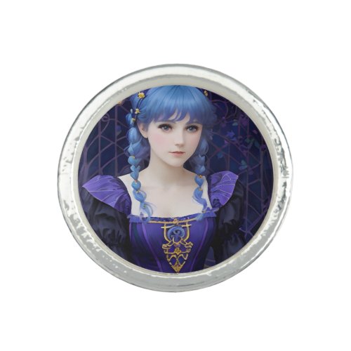 Violet the Cute Dark Academia Girl Fantasy Art Ring