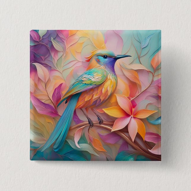 Violet Throated Songbird Fantasy Bird Button (Front)