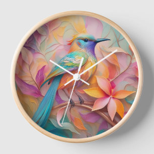 Violet Throated Songbird Fantasy Bird Clock