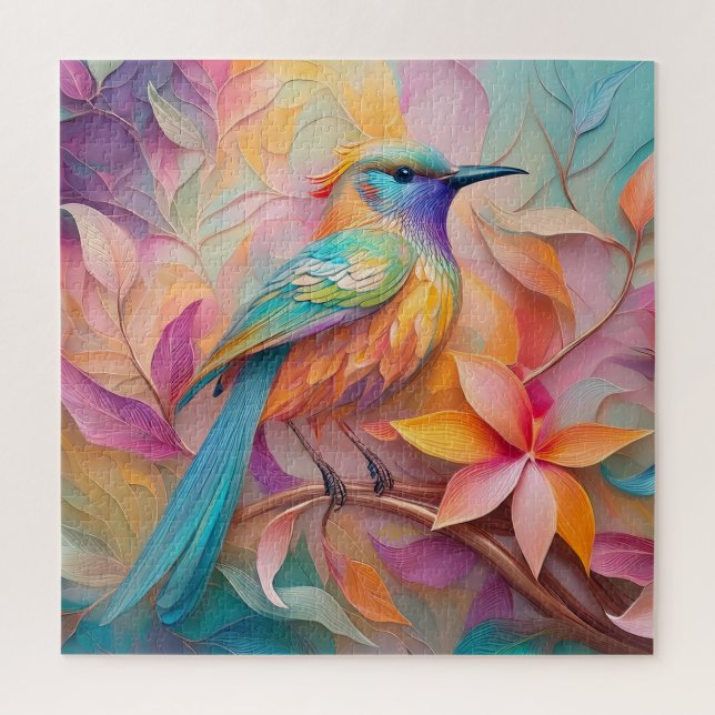 Violet Throated Songbird Fantasy Bird Jigsaw Puzzle (Vertical)