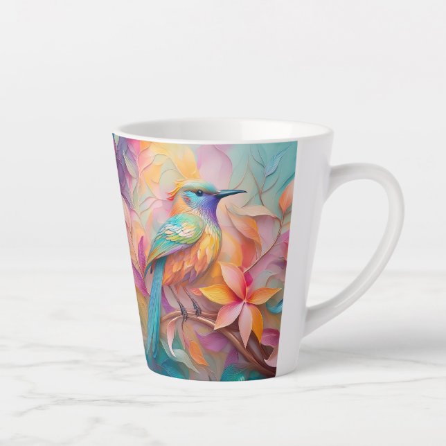 Violet Throated Songbird Fantasy Bird Latte Mug (Right)