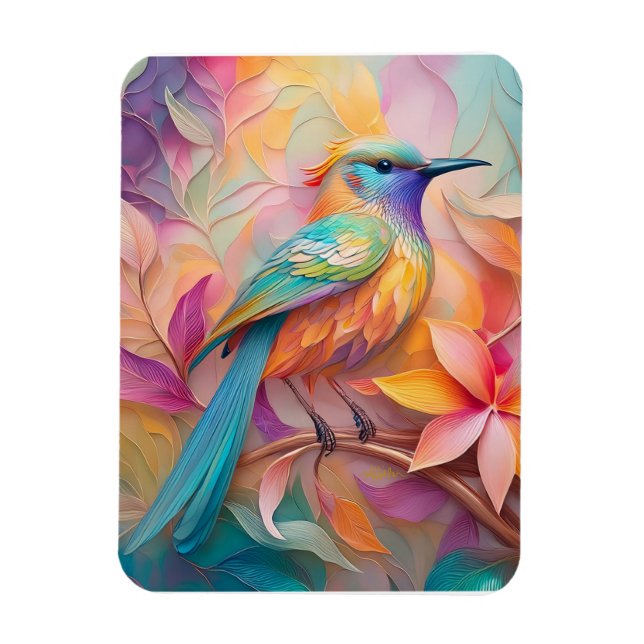 Violet Throated Songbird Fantasy Bird Magnet (Vertical)
