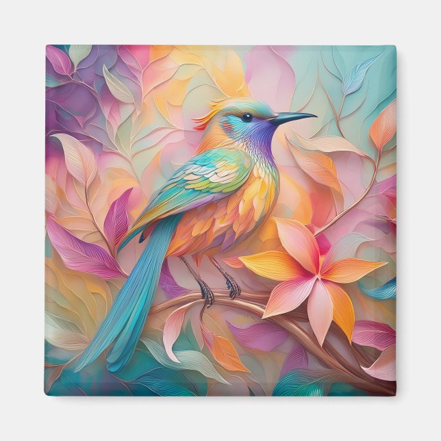 Violet Throated Songbird Fantasy Bird Magnet (Front)