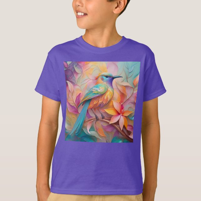 Violet Throated Songbird Fantasy Bird T-Shirt (Front)