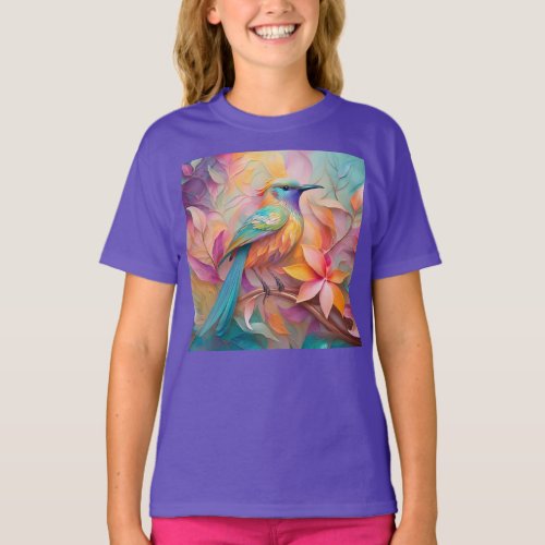 Violet Throated Songbird Fantasy Bird T_Shirt