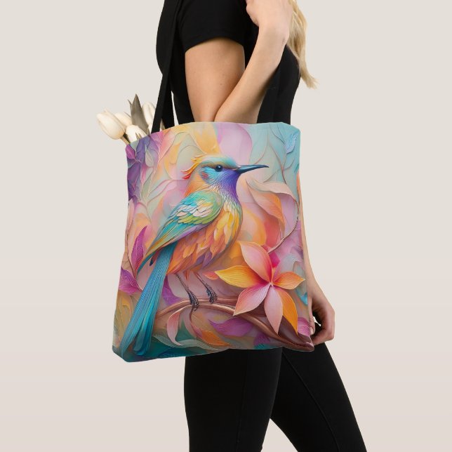 Violet Throated Songbird Fantasy Bird Tote Bag (Close Up)