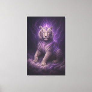 Violet Thundercloud White Tiger – Mystic Aura Guar Canvas Print