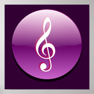 Violet Treble Clef Button Poster