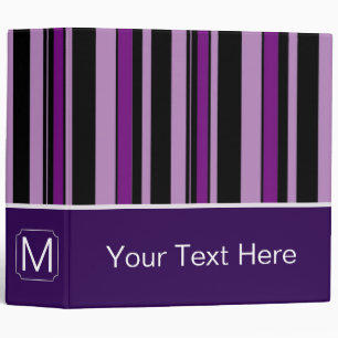 Violet Trendy Stripes Pattern. Custom Monogram Binder