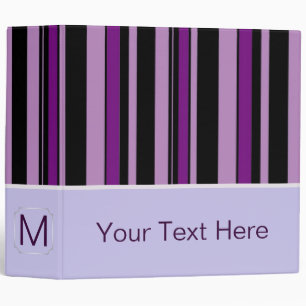 Violet Trendy Stripes Pattern. Custom Monogram Binder