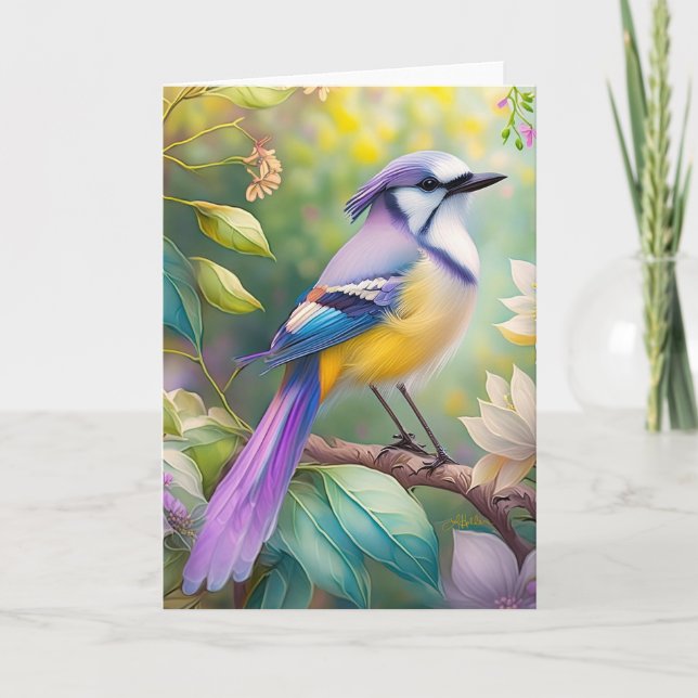 Violet Tufted Jay Fantasy Bird Card (Front)