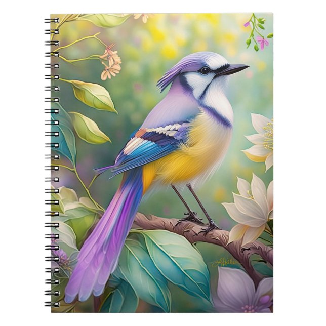 Violet Tufted Jay Fantasy Bird Notebook (Front)