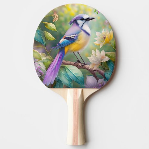 Violet Tufted Jay Fantasy Bird Ping Pong Paddle