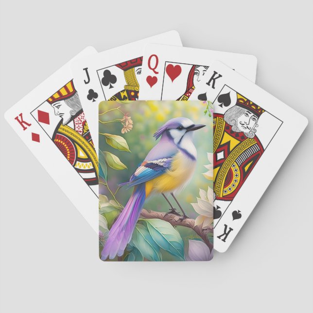 Violet Tufted Jay Fantasy Bird Poker Cards (Back)