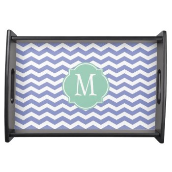 Violet Tulip Chevron Pattern Monogram Serving Tray by EnduringMoments at Zazzle