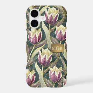 Violet Tulip Elegance - Art Nouveau Botanical iPhone 17 Case