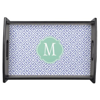 Violet Tulip Greek Key Pattern Serving Tray by EnduringMoments at Zazzle