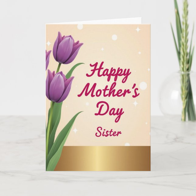 Violet Tulip Mothers Day Card (Front)