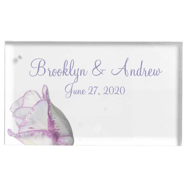 Violet Tulip Wedding Table Card Holders (Front)