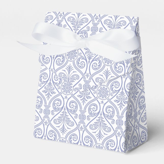 Violet Tulip & White Damask Pattern Favor Box (Front Side)