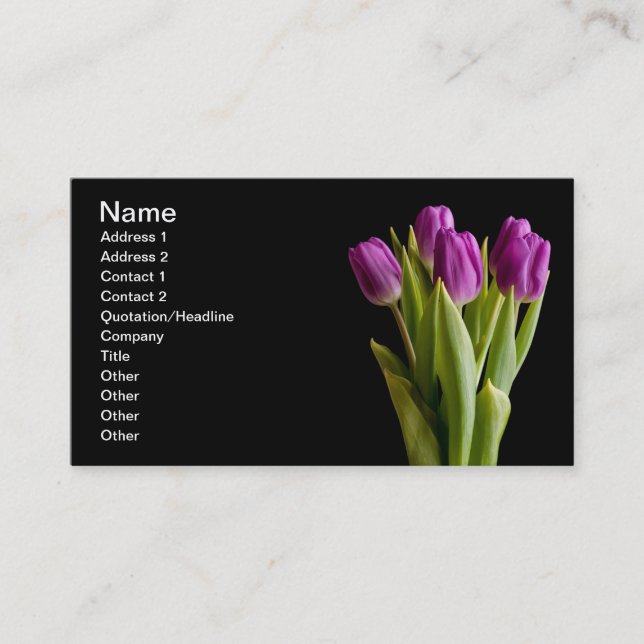 Violet tulips business card (Front)