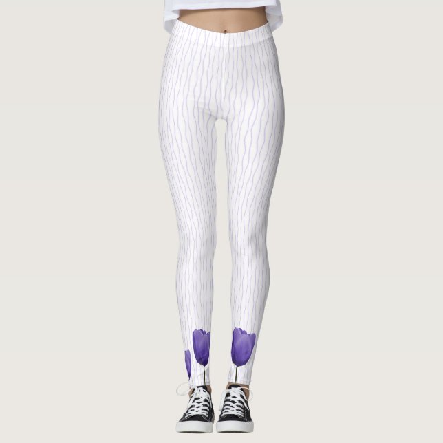 Violet Tulips Leggings (Front)