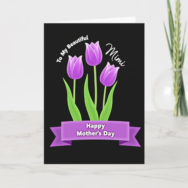 Violet Tulips Mothers Day Card (Front)