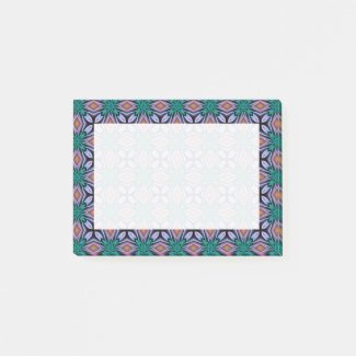 Violet Turquoise Brown Fractal Jewel Pattern Post-it Notes