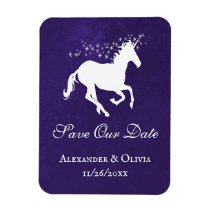 Violet Unicorn Save The Date Magnet