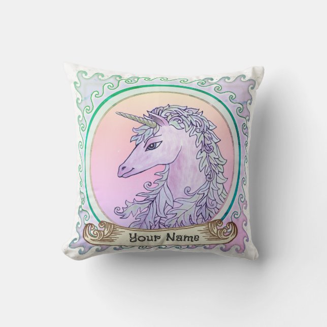 Violet Unicorn  Throw Pillow (Front)