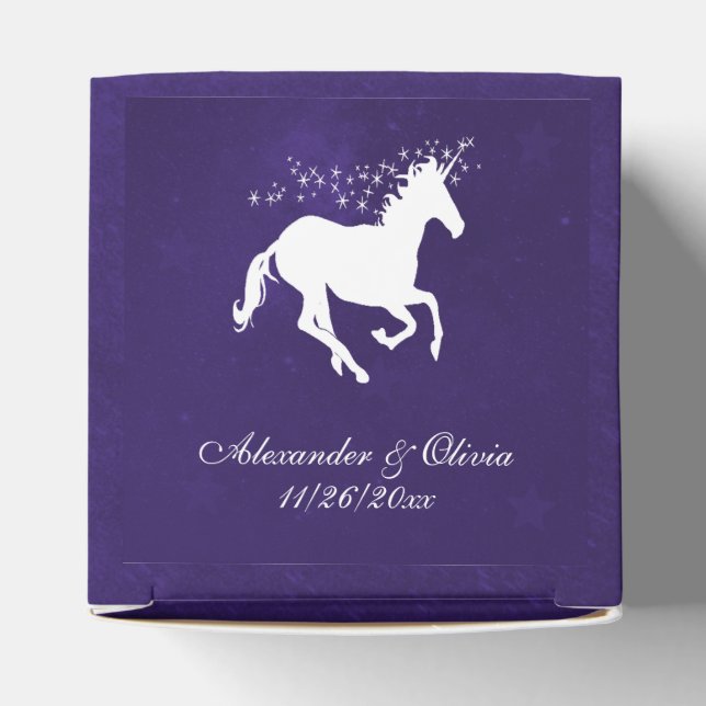 Violet Unicorn Wedding Favor Box (Top)