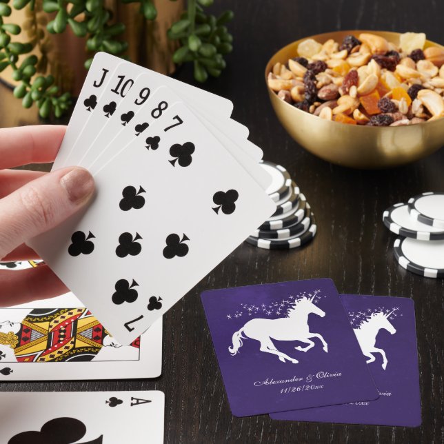 Violet Unicorn Wedding Favor Card Deck (In Situ)