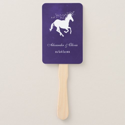 Violet Unicorn Wedding Favor Hand Fan