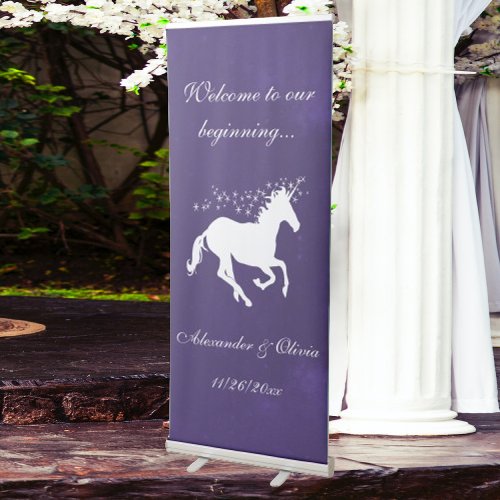 Violet Unicorn Wedding Welcome Banner
