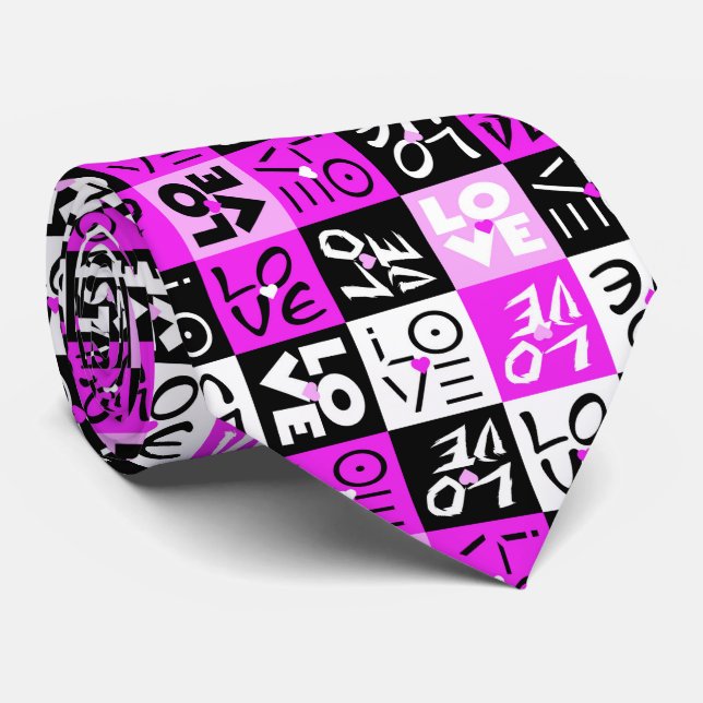 violet valentine love square pattern neck tie (Rolled)