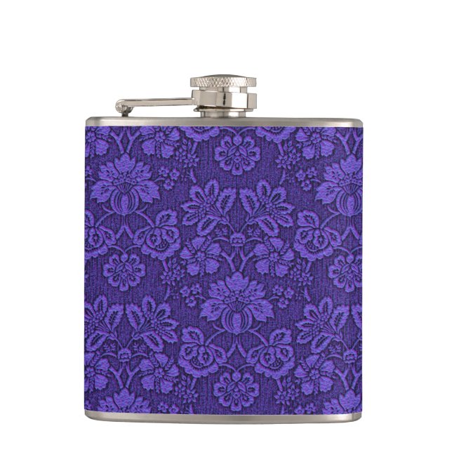Violet Vintage Damask Pattern Flask (Front)