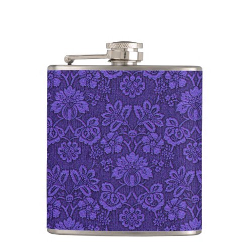 Violet Vintage Damask Pattern Flask