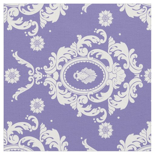 Violet Vintage Floral Damask Pattern Fabric