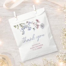 Violet Vintage Wildflower Baby Shower Favor Bags